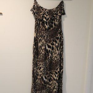 Strapless Animal Print Maxi